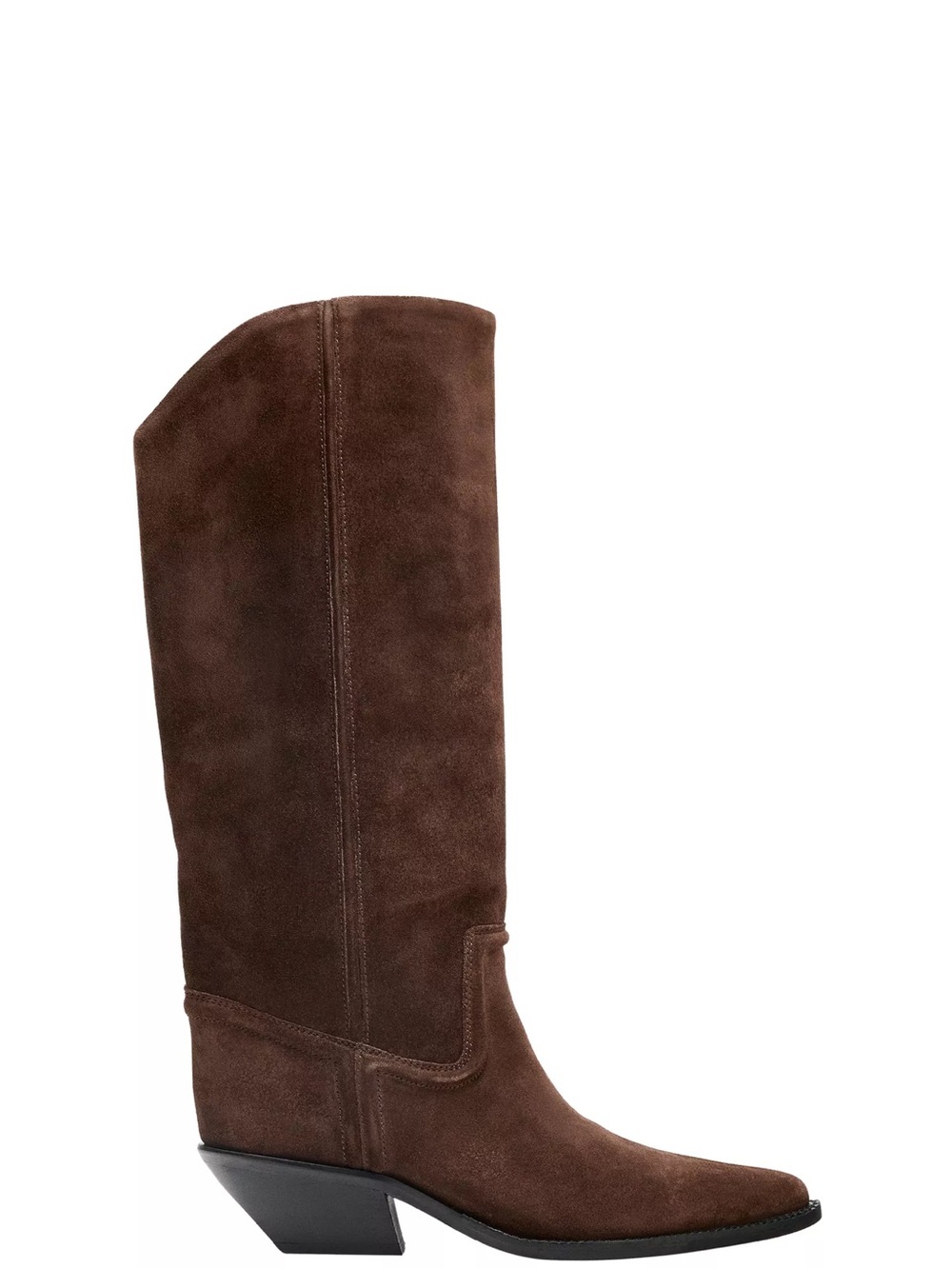 Zara Brown Suede Knee-High Western Boot